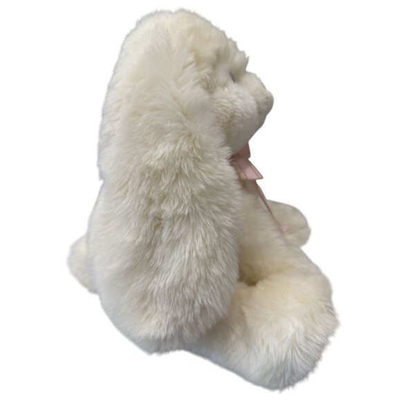 Russ Berrie White Plush Bunny Pink Ears Ribbon Soft Cuddly Stuffed Animal Easter - Picture 7 of 7